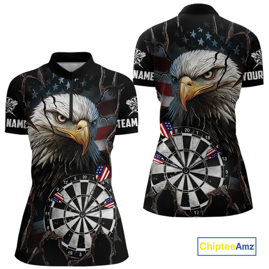 Custom US Flag Eagle Dart Shirts For Women Dart Board Gifts Darts Team Jerseys Dart League NNT154