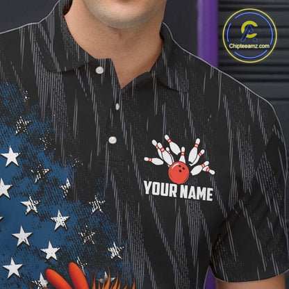 Custom American Flag Funny Chicken Bowling Jersey for Men Bowling Team Shirts Polo & 1/4 Zip HNT475