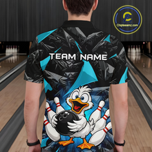 Load image into Gallery viewer, Custom Turquoise Funny Duck Bowling Jersey for Men Bowling League Bowling Team Shirts Polo &amp; 1/4 Zip HN233