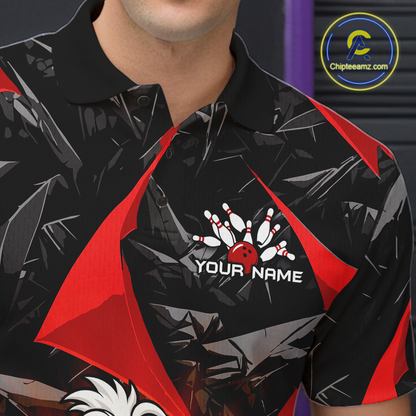 Custom Red Funny Duck Bowling Jersey for Men Bowling League Bowling Team Shirts Polo & 1/4 Zip HN233