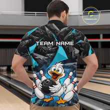 Load image into Gallery viewer, Custom Turquoise Funny Duck Bowling Jersey for Men Bowling League Bowling Team Shirts Polo &amp; 1/4 Zip HN233
