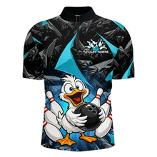 Load image into Gallery viewer, Custom Turquoise Funny Duck Bowling Jersey for Men Bowling League Bowling Team Shirts Polo &amp; 1/4 Zip HN233
