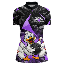 Load image into Gallery viewer, Custom Purple Funny Duck Bowling Jersey for Women Bowling League Bowling Team Shirts Polo &amp; 1/4 Zip HN233