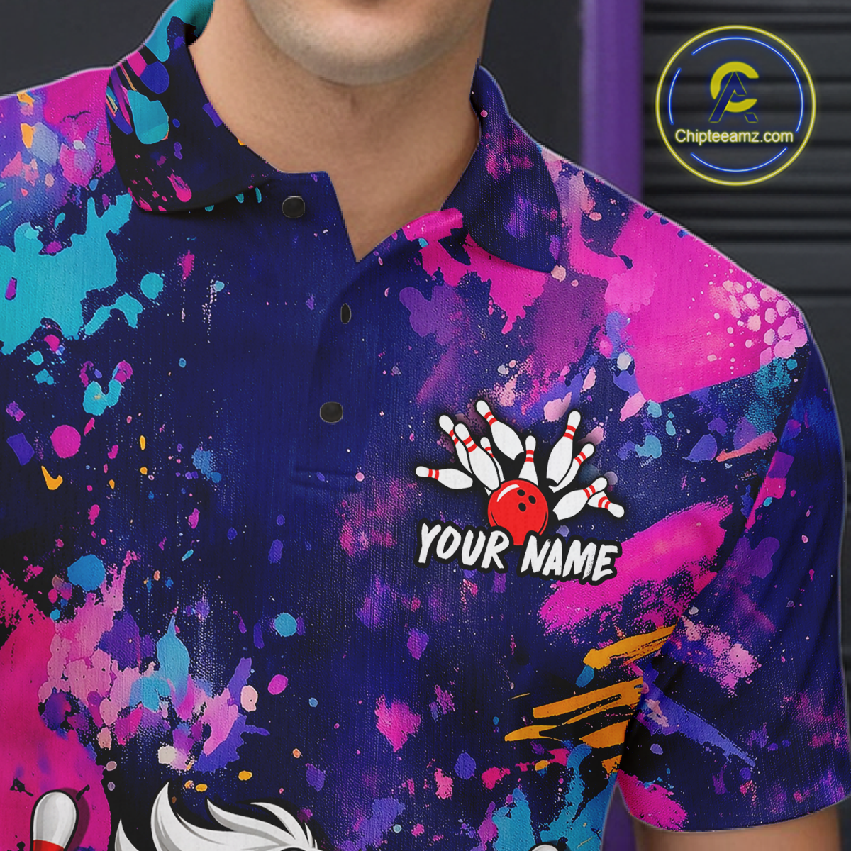 Custom Graffiti Funny Duck Bowling Jersey for Men Bowling League Bowling Team Shirts Polo & 1/4 Zip HN234