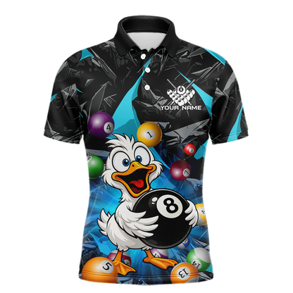Custom Turquoise Funny Duck 8 Ball Pool Shirts Billiard Shirt for Men Billiard Team Jersey League NNT172