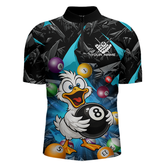 Custom Turquoise Funny Duck 8 Ball Pool Shirts Billiard Shirt for Men Billiard Team Jersey League NNT172