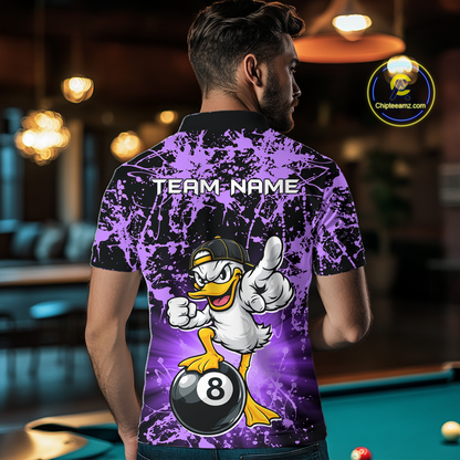 Custom Purple Funny Duck Billiard Shirt for Men Billiard Team Jersey League 8 Ball Pool Shirts NNT171