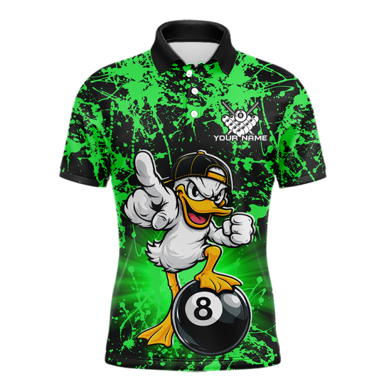 Custom Green Funny Duck Billiard Shirt for Men Billiard Team Jersey League 8 Ball Pool Shirts NNT171