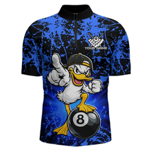 Load image into Gallery viewer, Custom Blue Funny Duck Billiard Shirt for Men Billiard Team Jersey League 8 Ball Pool Shirts NNT171