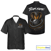 Load image into Gallery viewer, Custom Black Cobra Snake Hawaiian Bowling Jersey Bowling Team Shirts Bowling Uniform HNT309