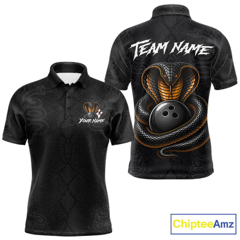 Custom Black Cobra Snake Bowling Jersey for Men Bowling Team Shirts Bowling League HNT309
