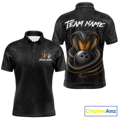 Custom Black Cobra Snake Bowling Jersey for Men Bowling Team Shirts Bowling League HNT309