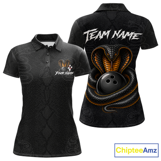 Custom Black Cobra Snake Bowling Jersey for Women Bowling Team Shirts Bowling League HNT309