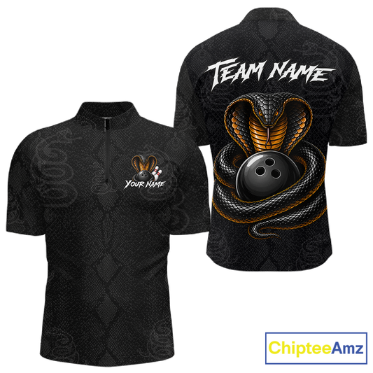 Custom Black Cobra Snake Bowling Jersey for Men Bowling Team Shirts Bowling League HNT309