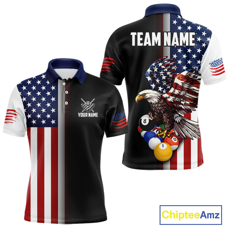 American Flag Eagle 8 Ball Custom Billiard Shirts for Men Billiard Team Jerseys Billiard League NNT283