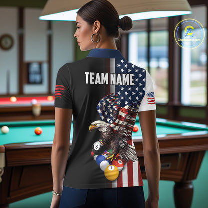 American Flag Eagle 8 Ball Custom Billiard Shirts for Women Billiard Team Jerseys Billiard League NNT283