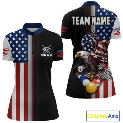 American Flag Eagle 8 Ball Custom Billiard Shirts for Women Billiard Team Jerseys Billiard League NNT283