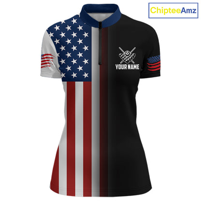 American Flag Eagle 8 Ball Custom Billiard Shirts for Women Billiard Team Jerseys Billiard League NNT283