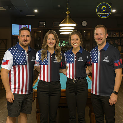 American Flag Eagle 8 Ball Custom Billiard Shirts for Women Billiard Team Jerseys Billiard League NNT283