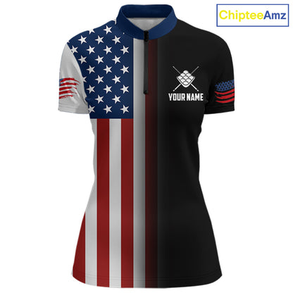 American Flag Eagle 9 Ball Custom Billiard Shirts for Women Billiard Team Jerseys Billiard League NNT284