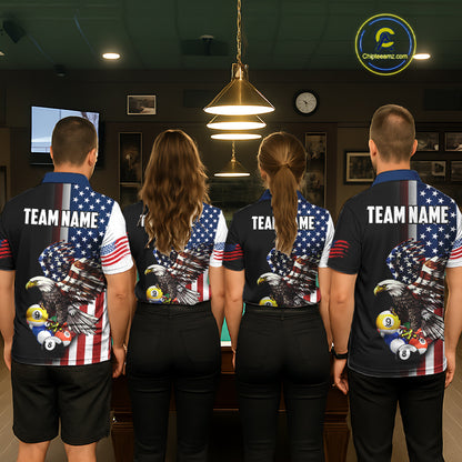 American Flag Eagle 9 Ball Custom Billiard Shirts for Women Billiard Team Jerseys Billiard League NNT284