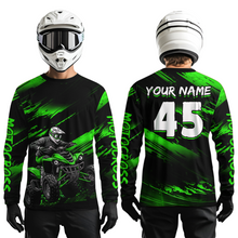 Load image into Gallery viewer, Custom Green ATV Motocross Jersey Kid Adult Quad Bike Jersey Off-Road Shirt UPF30+ DNT58
