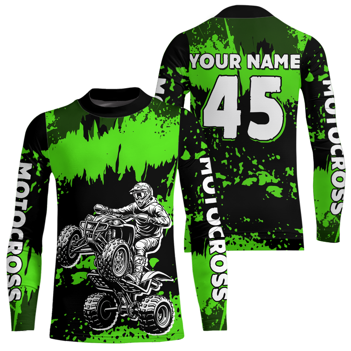 Green ATV Motocross Jersey Kid Adult Custom Quad Bike Jersey Off-Road Shirt UPF30+ DNT59