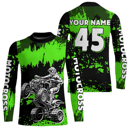 Green ATV Motocross Jersey Kid Adult Custom Quad Bike Jersey Off-Road Shirt UPF30+ DNT59