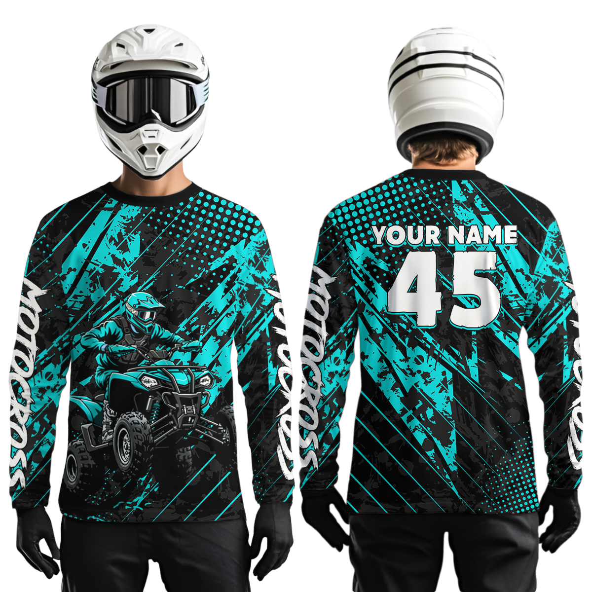Custom Turquoise ATV Motocross Shirts Kid Men Women Off-Road Quad Bike Shirt UPF30+ DNT61