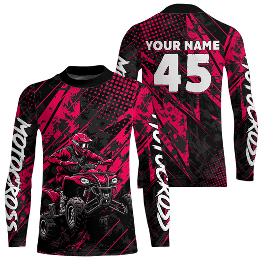 Custom Pink ATV Motocross Shirts Kid Men Women Off-Road Quad Bike Shirt UPF30+ DNT61