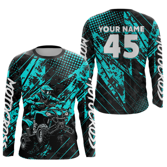 Custom Turquoise ATV Motocross Shirts Kid Men Women Off-Road Quad Bike Shirt UPF30+ DNT61