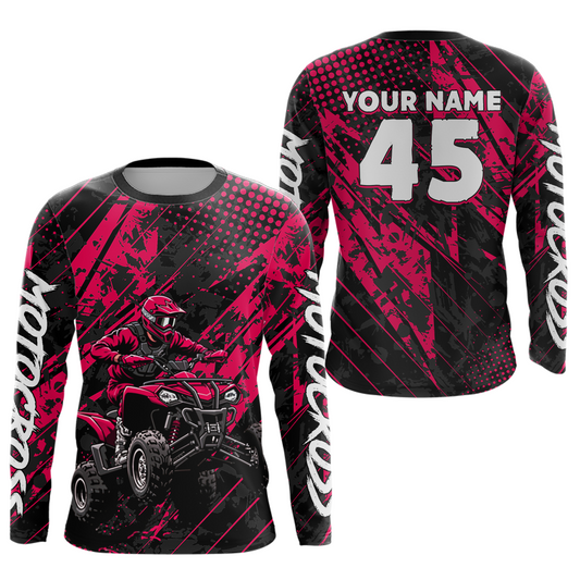 Custom Pink ATV Motocross Shirts Kid Men Women Off-Road Quad Bike Shirt UPF30+ DNT61