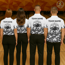 Load image into Gallery viewer, Custom Skull Flame Bowling Jersey for Women Bowling Team Shirts Bowling League Polo &amp; 1/4 Zip HNT305