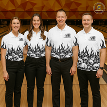 Load image into Gallery viewer, Custom Skull Flame Bowling Jersey for Women Bowling Team Shirts Bowling League Polo &amp; 1/4 Zip HNT305