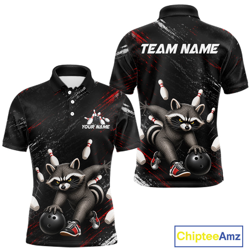 Funny Raccoon Custom Bowling Jersey for Men Bowling Team Shirts Bowling League Polo & 1/4 Zip HNT492