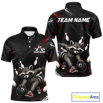 Funny Raccoon Custom Bowling Jersey for Men Bowling Team Shirts Bowling League Polo & 1/4 Zip HNT492