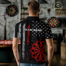 Load image into Gallery viewer, Custom Red US Flag Darts Shirt for Men Darts Team Jerseys Dart Tournament Polo &amp; 1/4 Zip NNT116