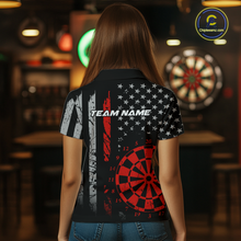 Load image into Gallery viewer, Custom Red US Flag Darts Shirt for Women Darts Team Jerseys Dart Tournament Polo &amp; 1/4 Zip NNT116