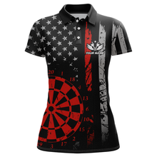 Load image into Gallery viewer, Custom Red US Flag Darts Shirt for Women Darts Team Jerseys Dart Tournament Polo &amp; 1/4 Zip NNT116