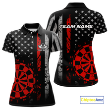 Load image into Gallery viewer, Custom Red US Flag Darts Shirt for Women Darts Team Jerseys Dart Tournament Polo &amp; 1/4 Zip NNT116