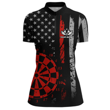 Load image into Gallery viewer, Custom Red US Flag Darts Shirt for Women Darts Team Jerseys Dart Tournament Polo &amp; 1/4 Zip NNT116