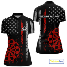 Load image into Gallery viewer, Custom Red US Flag Darts Shirt for Women Darts Team Jerseys Dart Tournament Polo &amp; 1/4 Zip NNT116
