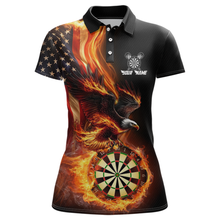 Load image into Gallery viewer, Custom Flame US Flag Eagle Darts Shirt for Women Darts Team Jerseys Dart Tournament Polo &amp; 1/4 Zip NNT112