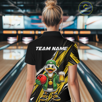 Custom Yellow Beer Duck Bowling Shirt for Women Duck Funny Beer Bowling Team Jersey HNT276