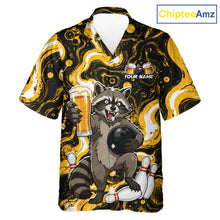 Load image into Gallery viewer, Custom Beer Raccoon Hawaiian Bowling Jersey Bowling Team Shirts Bowling Uniform HNT311