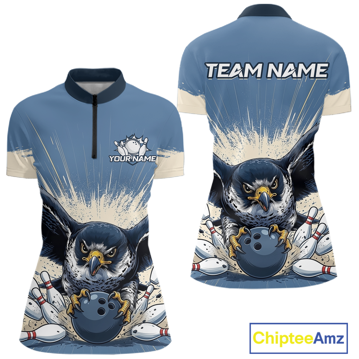 Custom Funny Falcon Bowling Jersey for Women Unisex Bowling Shirts for Team Polo & 1/4 Zip HNT244