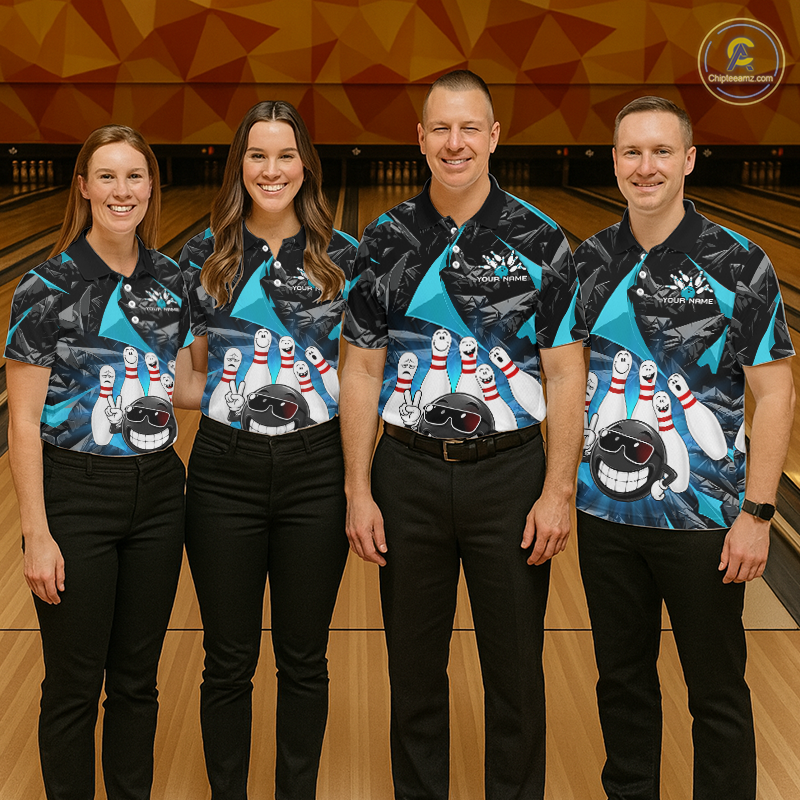 Custom Turquoise Funny Bowling Jersey for Women Bowling Team Shirts Bowling League HNT431