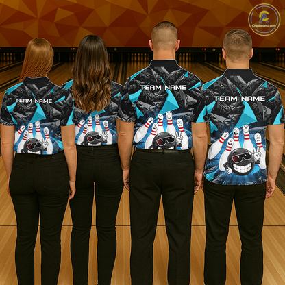 Custom Turquoise Funny Bowling Jersey for Women Bowling Team Shirts Bowling League HNT431