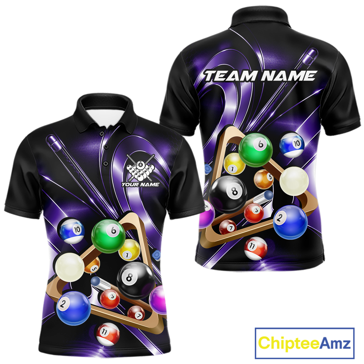 Custom Ball Pool Shirts Purple Billiard Shirt for Men Billiard Team Jersey Billiard League NNT180