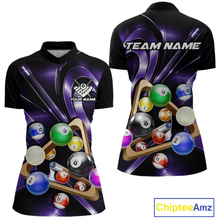 Load image into Gallery viewer, Custom Ball Pool Shirts Purple Billiard Shirt for Women Billiard Team Jersey Billiard League NNT180